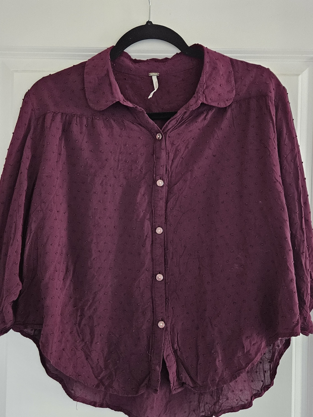 Free People Dobby Sparrow Swiss Dot Button Up Shirt Size S